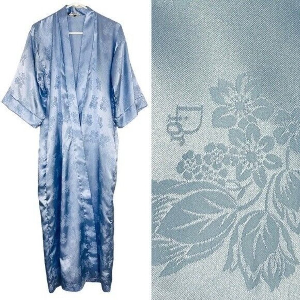 Christian Dior Lingerie Robe Brocade Floral Satin Sash Long Designer  Robe S/M - Picture 2 of 12